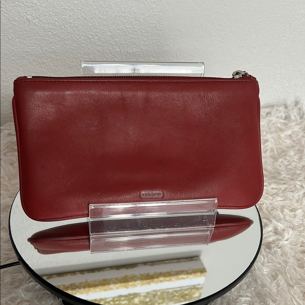 Vintage Coach Red Leather Skinny Pouch